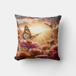 Cojín Decorativo Almofada 40,6 cm x 40,6 cm, Borboletas no jardim