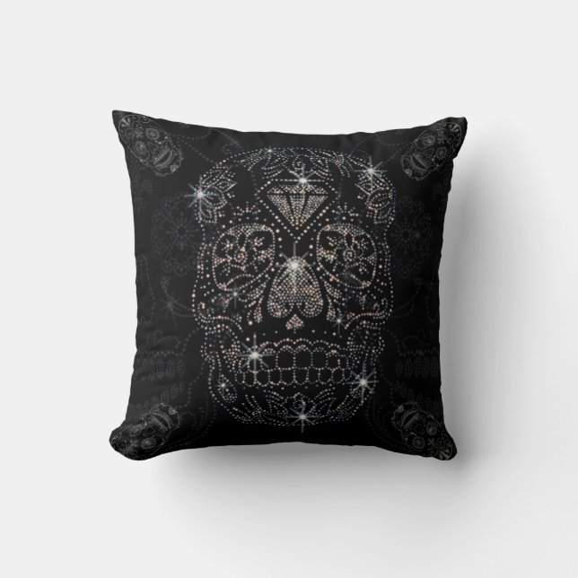 Cojín Decorativo Almofada / Black Pillow 40x40cm diamond Skull (Anverso)