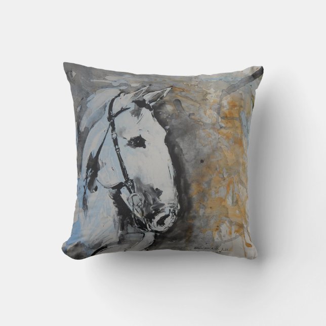 Cojín Decorativo Almofada Cavalo em Aquarela (Anverso)