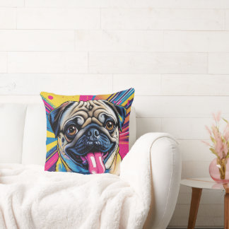 Cojín Decorativo Almofada em Pop Art de Pug 01