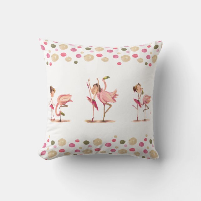 Cojín Decorativo Almofada infantil menina bailarina e o flamingo (Anverso)