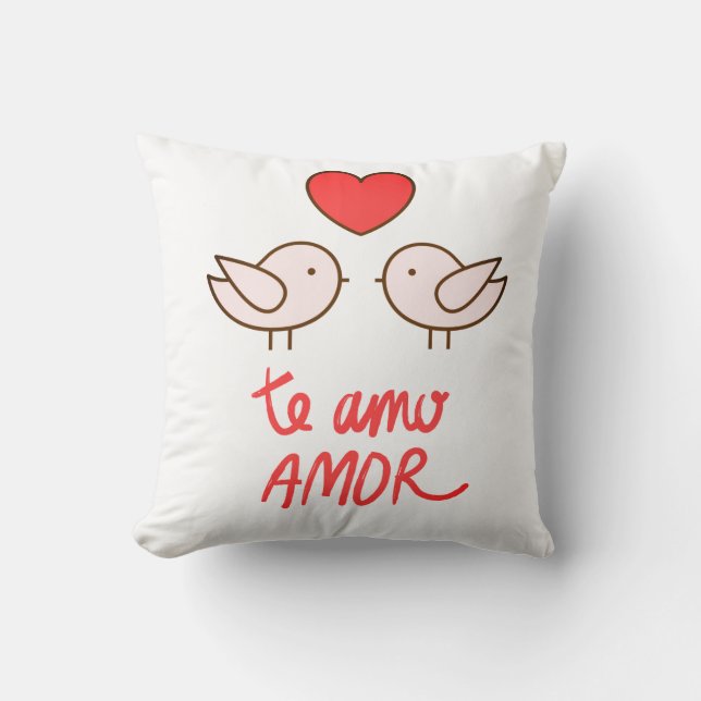 Cojín Decorativo almofada pássaros romântico com coração (Anverso)