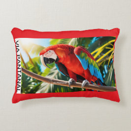 Cojín Decorativo Almofada Poliéster Escovado Arara