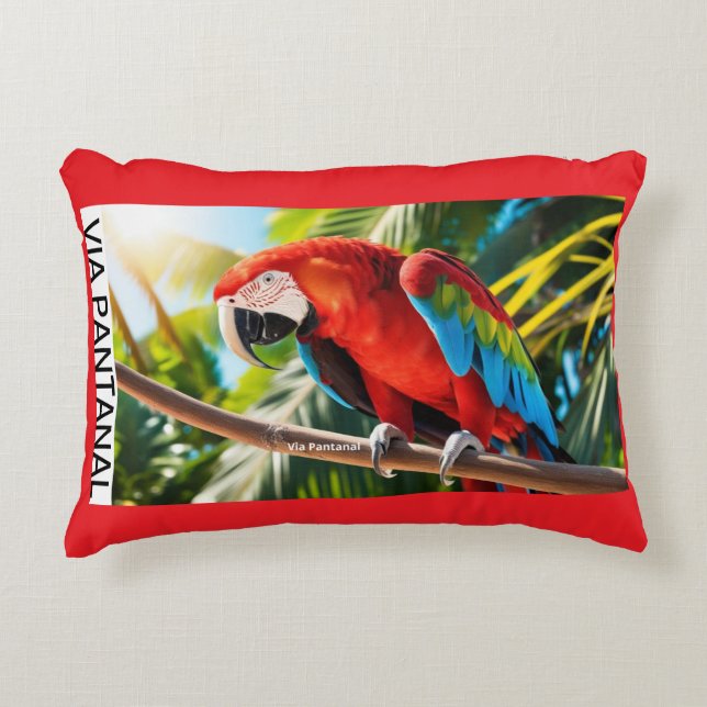 Cojín Decorativo Almofada Poliéster Escovado Arara (Anverso)