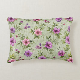 Cojín Decorativo "Almohada con acento floral romántico – Verde salv