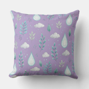 Cojín Decorativo "Almohada con patrón de nube de lluvia morada y ár