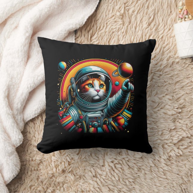 Cojín Decorativo ¡Almohada de gato espacial lindo! (Manta)