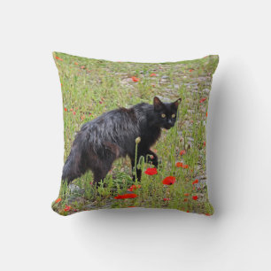 Cojín Decorativo ¡Almohada de gato negro adorable!