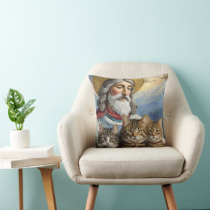 Cojín Decorativo ¡Almohada de Jesús con Gatos!