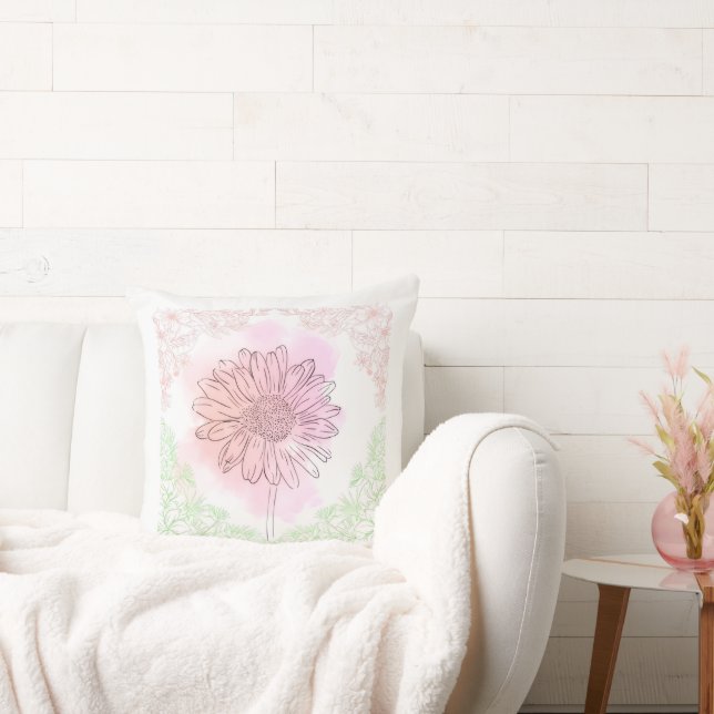 Cojín Decorativo "Almohada Decorativa de Flor Rosa" (Sofá)