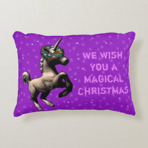 Cojín Decorativo "Almohada del acento del navidad del unicornio del