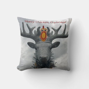 Cojín Decorativo ¡Almohada divertida de pollo navideño!
