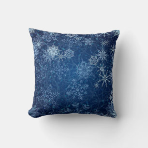 Cojín Decorativo ¡Almohada elegante de copo de nieve azul!