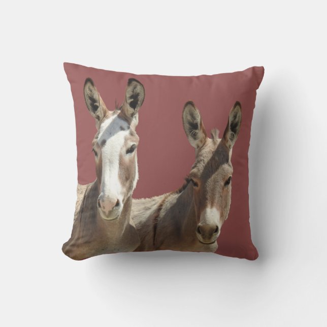 Cojín Decorativo Almohada, fauna, burros, Omán, Arizona (Anverso)