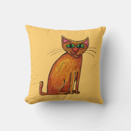 Cojín Decorativo Almohada, Feliz Gato Naranja