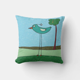 Cojín Decorativo Almohada, pájaro lindo y árbol