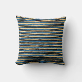 Cojín Decorativo Almohada, Rayas Pintadas, Azul y Amarillo