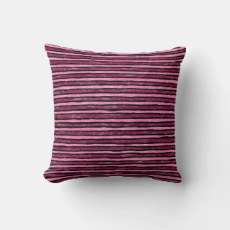 Cojín Decorativo Almohada, rayas pintadas, magenta y rosa