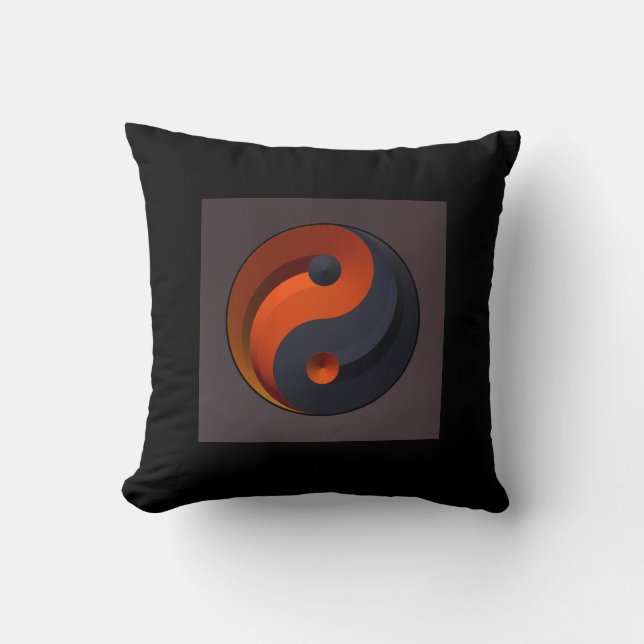 Cojín Decorativo ¡Almohada roja y negra de Yin Yang! (Anverso)