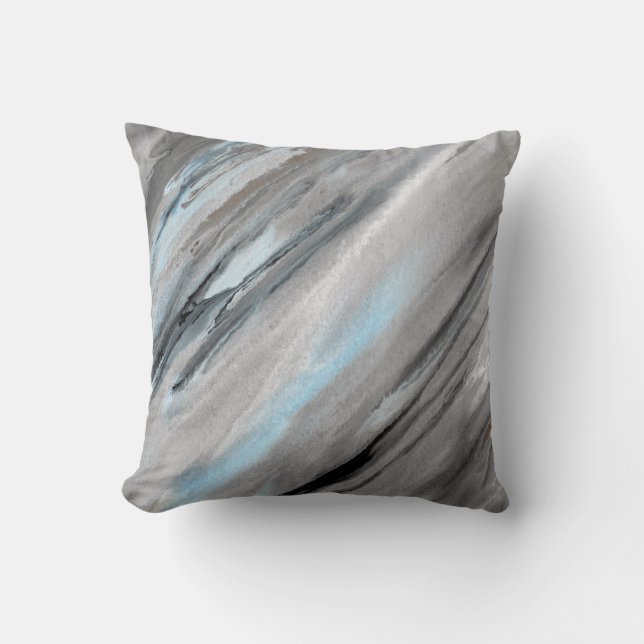 Cojín Decorativo Almohadilla abstracta gris azul (Anverso)