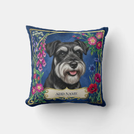Cojín Decorativo Almohadilla azul de schnauzer plateado y negro per