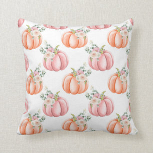 Cojín Decorativo Almohadilla de calabaza color agua rosada de otoñ