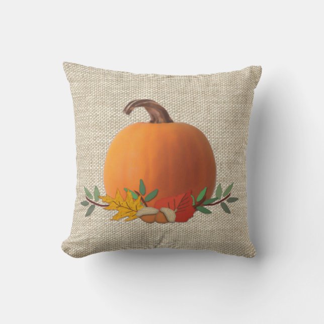 Cojín Decorativo Almohadilla de calabaza de otoño (Anverso)