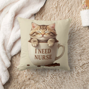 Cojín Decorativo Almohadilla de Gato de Café Divertida Regalo para