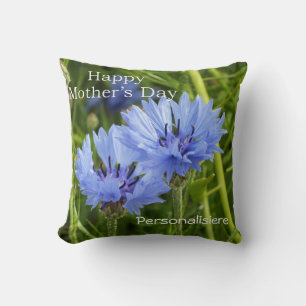 Cojín Decorativo almohadilla de tiro de flor de maíz azul