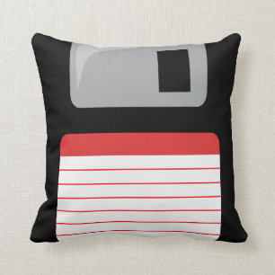 Cojín Decorativo Almohadilla para disquetes - negro, plata y rojo