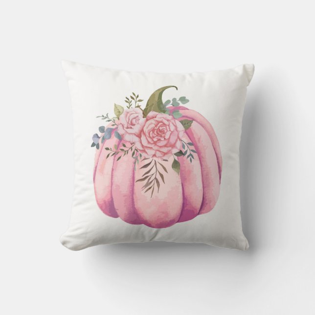 Cojín Decorativo Almohadilla rosa para la caída de la calabaza (Anverso)