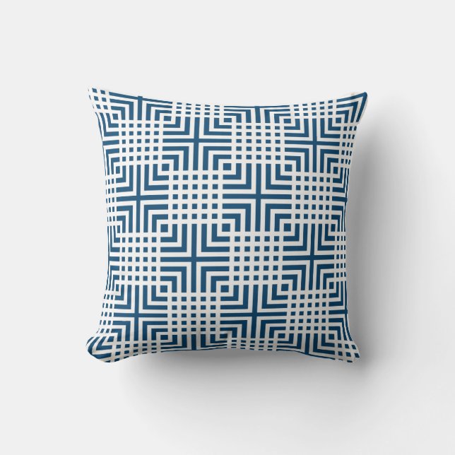 Cojín Decorativo Almohadillas De Impresión Azul Y Blanco Profundo (Anverso)
