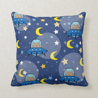 Cojín Decorativo Almohadillas de los gatos espaciales de OVNI