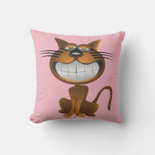 Cojín Decorativo Almohadillas Rosas de Gato Sonriente