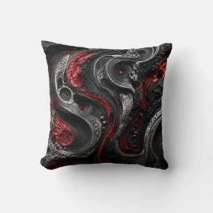 Cojín Decorativo Almohadón abstracto de geoda rojo y negro - Modern