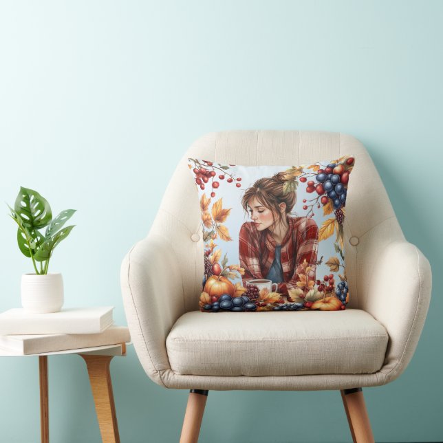 Cojín Decorativo Almohadón acogedor con tema de otoño (Silla)