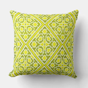Cojín Decorativo Almohadón Amarillo con Patrón de Diamante de Falso
