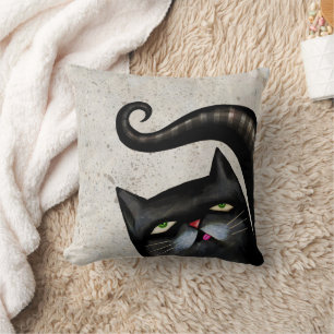COJÍN DECORATIVO ALMOHADÓN ARTÍSTICO DE GATO NEGRO