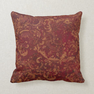 Cojín Decorativo Almohadón con aspecto de Damasco antiguo en rojo y