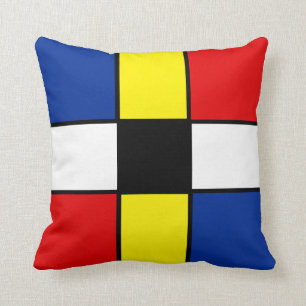 Cojín Decorativo Almohadón con cuadrados estilo Mondrian abstracto
