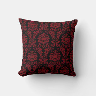 Cojín Decorativo Almohadón con estampado de damasco rojo y negro