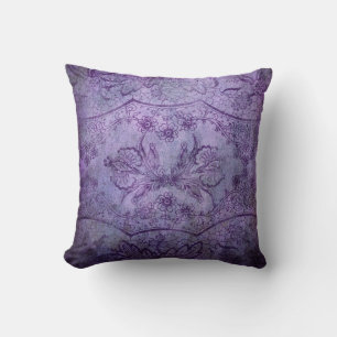 Cojín Decorativo Almohadón con estampado de encaje morado desgastad