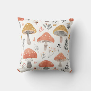 Cojín Decorativo Almohadón con Estampado de Hongos del Bosque Capri