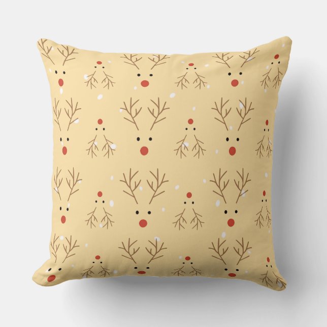 Cojín Decorativo Almohadón con estampado de renos rústicos (Anverso)