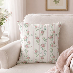 Cojín Decorativo Almohadón con Estampado de Rosas Florales Rosadas