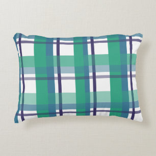 Cojín Decorativo Almohadón con estampado de tartán verde y púrpura