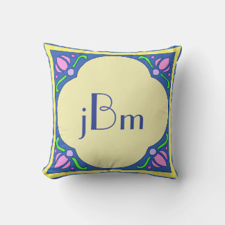 Cojín Decorativo Almohadón con Monograma Art Nouveau Personalizable