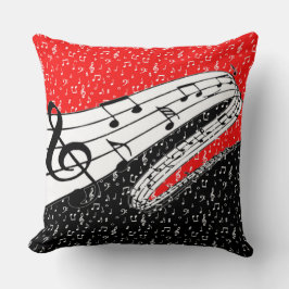 Cojín Decorativo Almohadón con tema musical rojo y negro