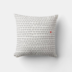 Cojín Decorativo Almohadón - Corazones grises con un corazón rojo
