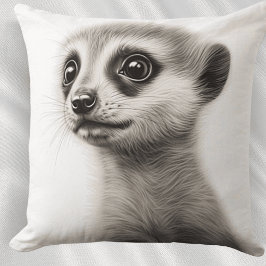 Cojín Decorativo Almohadón Cuadrado de Bebé Suricata Blanco y Negro